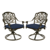 MEETWARM 2 Piece Patio Dinning Swivel Chairs Rocker, Outdoor All-Weather Cast Aluminum Chairs, Patio Bistro Dining Chair Set With Cushions For Garden Deck Backyard - Thumbnail Image 2