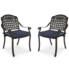 MEETWARM 2 Piece Patio Dining Chairs, Outdoor All-Weather Aluminum Chairs, Patio Bistro Dining Chair Set Of 2 For Garden Deck Backyard - Thumbnail Image 2