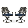 MEETWARM 2 Piece Patio Dinning Swivel Chairs Rocker, Outdoor All-Weather Cast Aluminum Chairs With Cushions, Patio Bistro Dining Chair Set For Garden Deck Backyard - Thumbnail Image 2