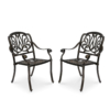 MEETWARM 2 Piece Patio Dining Chairs, Outdoor All-Weather Cast Aluminum Chairs, Patio Bistro Dining Chair Set Of 2 For Deck Garden Backyard - Thumbnail Image 3
