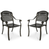 MEETWARM 2 Piece Patio Dining Chairs, Outdoor All-Weather Aluminum Chairs, Patio Bistro Dining Chair Set Of 2 For Garden Deck Backyard - Thumbnail Image 3