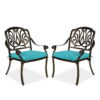 MEETWARM 2 Piece Patio Dining Chairs, Outdoor All-Weather Cast Aluminum Chairs, Patio Bistro Dining Chair Set Of 2 For Deck Garden Backyard - Thumbnail Image 4