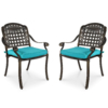 MEETWARM 2 Piece Patio Dining Chairs, Outdoor All-Weather Aluminum Chairs, Patio Bistro Dining Chair Set Of 2 For Garden Deck Backyard - Thumbnail Image 4