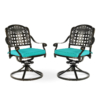MEETWARM 2 Piece Patio Dinning Swivel Chairs Rocker, Outdoor All-Weather Cast Aluminum Chairs With Cushions, Patio Bistro Dining Chair Set For Garden Deck Backyard - Thumbnail Image 3