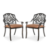 MEETWARM 2 Piece Patio Dining Chairs, Outdoor All-Weather Cast Aluminum Chairs, Patio Bistro Dining Chair Set Of 2 For Deck Garden Backyard - Thumbnail Image 5