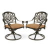MEETWARM 2 Piece Patio Dinning Swivel Chairs Rocker, Outdoor All-Weather Cast Aluminum Chairs, Patio Bistro Dining Chair Set With Cushions For Garden Deck Backyard - Thumbnail Image 4