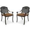 MEETWARM 2 Piece Patio Dining Chairs, Outdoor All-Weather Aluminum Chairs, Patio Bistro Dining Chair Set Of 2 For Garden Deck Backyard - Thumbnail Image 5