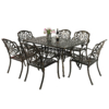 MEETWARM 7-Piece Outdoor Patio Dining Set, 6 Outdoor Dining Chairs And 1 Rectangle Table With 2" Umbrella Hole, All Weather Cast Aluminum Patio Funiture Set For Backyard - Thumbnail Image 3