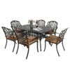 MEETWARM 7-Piece Outdoor Patio Dining Set, 6 Outdoor Dining Chairs And 1 Rectangle Table With 2" Umbrella Hole, All Weather Cast Aluminum Patio Funiture Set For Backyard - Thumbnail Image 5