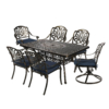 MEETWARM 7-Piece Outdoor Patio Dining Set, All-Weather Cast Aluminum Patio Conversation Set With 2 Swivel Rocker Chairs, 4 Stationary, 1 Rectangular Table, 6 Cushions, 2" Umbrella Hole, UPC: 717981364280 - Thumbnail Image 2