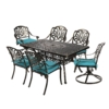 MEETWARM 7-Piece Outdoor Patio Dining Set, All-Weather Cast Aluminum Patio Conversation Set With 2 Swivel Rocker Chairs, 4 Stationary, 1 Rectangular Table, 6 Cushions, 2" Umbrella Hole, UPC: 717981364280 - Thumbnail Image 3