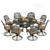 MEETWARM 9-Piece Outdoor Patio Dining Set, All-Weather Cast Aluminum Patio Conversation Set- 8 Cushioned Swivel Rocker, 61" Round Patio Dining Table W/Detachable Lazy Susan/Umbrella Hole, UPC: 774113656897 - Thumbnail Image 3