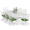 MEETWARM 9-Piece Outdoor Patio Dining Set, All-Weather Cast Aluminum Patio Conversation Set For Backyard Garden Deck With 8 Cushioned Swivel Rocker Chairs, 1 Oval Table, 2" Umbrella Hole - Thumbnail Image 5