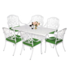MEETWARM 7-Piece Outdoor Patio Dining Set, 6 Outdoor Dining Chairs And 1 Rectangle Table With 2" Umbrella Hole, All Weather Cast Aluminum Patio Funiture Set For Backyard - Thumbnail Image 6