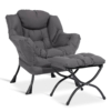 MEETWARM Modern Upholstered Lazy Chair, Accent Contemporary Lounge Chair, Single Leisure Sofa Chair With A Side Pocket, Armrests And Thick Padded Back For Living Room - Thumbnail Image 8