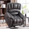 MEETWARM Large Power Lift Electric Recliner Chair With Massage And Heat, Overstuffed Wide Recliner For Elderly Big People, Heavy Duty Recliners With 2 Remote Controls, USB Ports, Side Pockets - Thumbnail Image 2