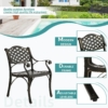 MEETWARM 9-Piece Outdoor Furniture Dining Set, All Weather Cast Aluminum Patio Garden Set- 8 Chairs, 61" Round Patio Dining Table With Detachable Lazy Susan, Umbrella Hole - Thumbnail Image 3