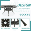 MEETWARM 9-Piece Outdoor Furniture Dining Set, All Weather Cast Aluminum Patio Garden Set- 8 Chairs, 61" Round Patio Dining Table With Detachable Lazy Susan, Umbrella Hole - Thumbnail Image 4