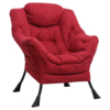 MEETWARM Modern Upholstered Lazy Chair, Accent Contemporary Lounge Chair, Single Leisure Sofa Chair With A Side Pocket, Armrests And Thick Padded Back For Living Room - Thumbnail Image 9