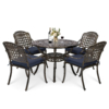 MEETWARM 5 Piece Patio Dining Set, Outdoor All-Weather Cast Aluminum Dining Table Set, Patio Furniture Set For Backyard Garden Deck, Include 4 Chairs And 1 Round Table - Thumbnail Image 2