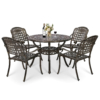 MEETWARM 5 Piece Patio Dining Set, Outdoor All-Weather Cast Aluminum Dining Table Set, Patio Furniture Set For Backyard Garden Deck, Include 4 Chairs And 1 Round Table - Thumbnail Image 3