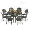 MEETWARM 9-Piece Outdoor Furniture Dining Set, All Weather Cast Aluminum Patio Garden Set With 8 Chairs, 61" Round Patio Dining Table With Detachable Lazy Susan, 2" Umbrella Hole - Thumbnail Image 3