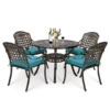 MEETWARM 5 Piece Patio Dining Set, Outdoor All-Weather Cast Aluminum Dining Table Set, Patio Furniture Set For Backyard Garden Deck, Include 4 Chairs And 1 Round Table - Thumbnail Image 4