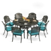 MEETWARM 9-Piece Outdoor Furniture Dining Set, All Weather Cast Aluminum Patio Garden Set With 8 Chairs, 61" Round Patio Dining Table With Detachable Lazy Susan, 2" Umbrella Hole - Thumbnail Image 4