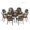 MEETWARM 9-Piece Outdoor Furniture Dining Set, All Weather Cast Aluminum Patio Garden Set With 8 Chairs, 61" Round Patio Dining Table With Detachable Lazy Susan, 2" Umbrella Hole - Thumbnail Image 5