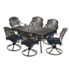 MEETWARM 7-Piece Outdoor Patio Dining Set, All-Weather Cast Aluminum Patio Conversation Set With 6 Cushioned Swivel Rocker Chairs For Backyard Garden Deck, 1 Rectangular Table - Thumbnail Image 2