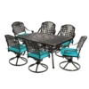 MEETWARM 7-Piece Outdoor Patio Dining Set, All-Weather Cast Aluminum Patio Conversation Set With 6 Cushioned Swivel Rocker Chairs For Backyard Garden Deck, 1 Rectangular Table - Thumbnail Image 3
