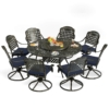MEETWARM Outdoor 9-Piece Patio Dining Set, All-Weather Cast Aluminum Patio Conversation Set- 8 Cushioned Swivel Rocker, 61" Round Patio Dining Table W/Detachable Lazy Susan/Umbrella Hole - Thumbnail Image 2