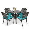 MEETWARM 5 Piece Patio Dining Set, Outdoor All-Weather Cast Aluminum Dining Table Set, Patio Furniture Set For Backyard Garden Deck, Include 4 Chairs, And 1 Round Table With Umbrella Hole - Thumbnail Image 4