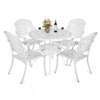 MEETWARM 5 Piece Patio Dining Set, Outdoor All-Weather Cast Aluminum Dining Table Set, Patio Furniture Set For Backyard Garden Deck, Include 4 Chairs, And 1 Round Table With Umbrella Hole - Thumbnail Image 6