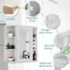 MEETWARM Bathroom Cabinet Wall Mounted Multipurpose Hanging Cupboard Kitchen Medicine Storage Organizer With Mirror Single Door And 2 Adjustable Shelves - Thumbnail Image 2