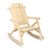MEETWARM Wooden Adirondack Rocking Chair, Patio Log Rocker Outdoor Lounge Chair With Slatted Wooden Design, High Fanned Back & Classic Rustic Style For Garden Patio Backyard Porch - Thumbnail Image 2