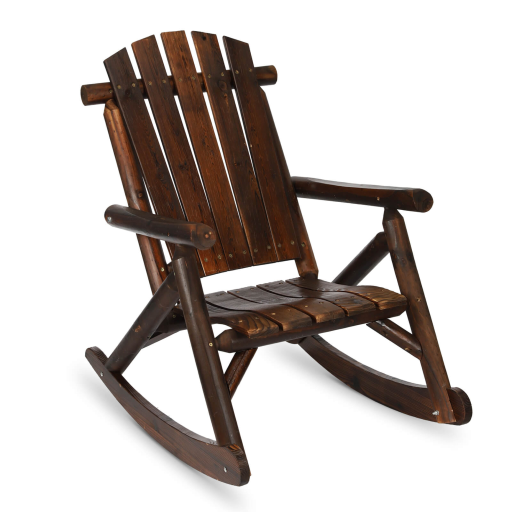 MEETWARM Wooden Adirondack Rocking Chair, Patio Log Rocker Outdoor ...