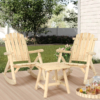 MEETWARM 3-Piece Outdoor Wood Rocking Bistro Set, Adirondack Rocker Chair Set With 2 Rockers And 1 Coffee Table, Patio Wooden Conversation Set For Garden, High Fanned Back & Slatted Seat - Thumbnail Image 2