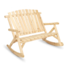 MEETWARM Outdoor Wood Rocking Bench, 2-Person Rustic Adirondack Rocker With Slatted Seat, High Backrest/Armrests, Double Wooden Patio Porch Rocking Loveseat For Garden Backyard Porch - Thumbnail Image 2