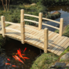 MEETWARM Fir Wood Garden Bridge, Outdoor Arc Footbridge Walkway With Double Safety Railings, Decorative Pond Bridge Landscaping W/550lbs Capacity For Backyard Farm Garden Creek Pond Decor - Thumbnail Image 2