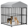MEETWARM Large Outdoor Dog Kennel, Metal Heavy Duty Outdoor Indoor Pet Playpen, Anti-Rust Dog Pens Outdoor Dog Fence With Anti-UV & Waterproof Top Cover And Secure Lock For Backyard - Thumbnail Image 4