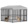 MEETWARM Large Outdoor Dog Kennel, Metal Heavy Duty Outdoor Indoor Pet Playpen, Anti-Rust Dog Pens Outdoor Dog Fence With Anti-UV & Waterproof Top Cover And Secure Lock For Backyard - Thumbnail Image 5