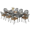 MEETWARM 9-Piece Outdoor Patio Dining Set for 8, All Weather Cast Aluminum Patio Funiture Set- 94.5” Rectangular Table with 2" Umbrella Hole and 8 Chairs, Patio Table and Chairs Set - Thumbnail Image 2