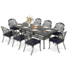 MEETWARM 9-Piece Outdoor Patio Dining Set for 8, All Weather Cast Aluminum Patio Funiture Set- 94.5” Rectangular Table with 2" Umbrella Hole and 8 Chairs, Patio Table and Chairs Set - Thumbnail Image 3
