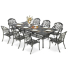 MEETWARM 9-Piece Outdoor Patio Dining Set for 8, All Weather Cast Aluminum Patio Funiture Set- 94.5” Rectangular Table with 2" Umbrella Hole and 8 Chairs, Patio Table and Chairs Set - Thumbnail Image 4