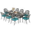 MEETWARM 9-Piece Outdoor Patio Dining Set for 8, All Weather Cast Aluminum Patio Funiture Set- 94.5” Rectangular Table with 2" Umbrella Hole and 8 Chairs, Patio Table and Chairs Set - Thumbnail Image 5