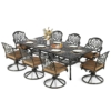 MEETWARM 9-Piece Outdoor Patio Dining Set for 8, All Weather Cast Aluminum Patio Funiture Table and Chairs Set- 94.5” Rectangular Table and 8 Cushioned Swivel Rocker Chairs, Umbrella Hole - Thumbnail Image 2