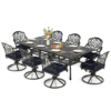 MEETWARM 9-Piece Outdoor Patio Dining Set for 8, All Weather Cast Aluminum Patio Funiture Table and Chairs Set- 94.5” Rectangular Table and 8 Cushioned Swivel Rocker Chairs, Umbrella Hole - Thumbnail Image 3