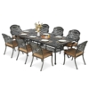 MEETWARM 9-Piece Outdoor Patio Dining Set, All Weather Cast Aluminum Patio Funiture Set for 8-94.5” Rectangular Table with 2" Umbrella Hole and 8 Chairs, Patio Table and Chairs Set - Thumbnail Image 2