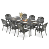 MEETWARM 9-Piece Outdoor Patio Dining Set, All Weather Cast Aluminum Patio Funiture Set for 8-94.5” Rectangular Table with 2" Umbrella Hole and 8 Chairs, Patio Table and Chairs Set - Thumbnail Image 4